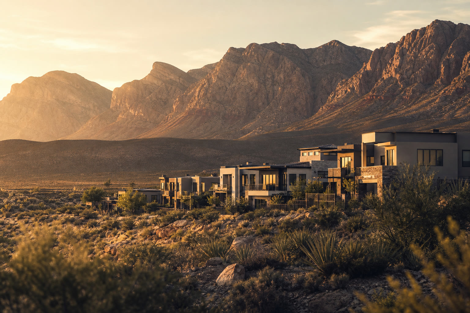 Aerial view of Arroyo at Skyeview townhomes in Skye Canyon, northwest Las Vegas ZIP 89166